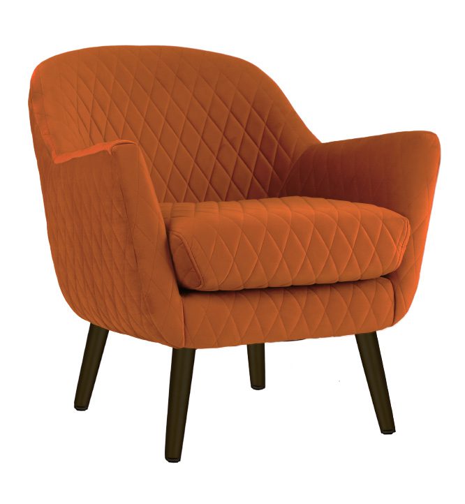 orange velour chair