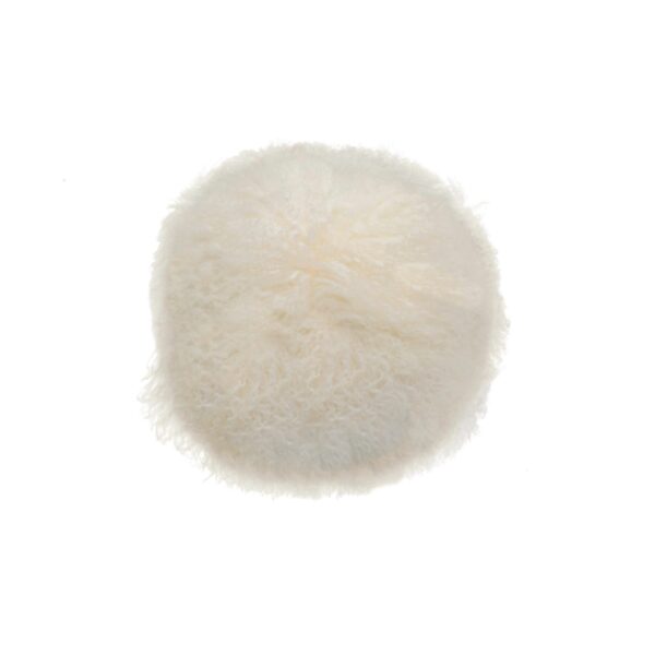 Tibetan Fur Round Cushion - White - Darcy & Duke